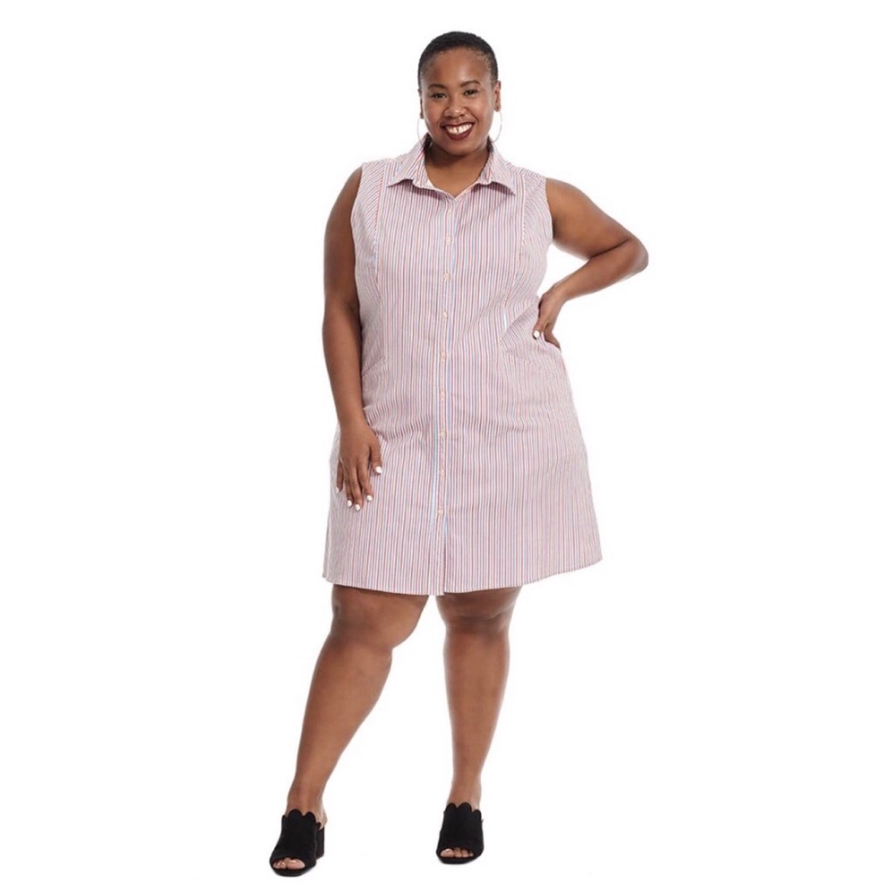 Ainsley Plus Size Striped Shirt Dress EUC